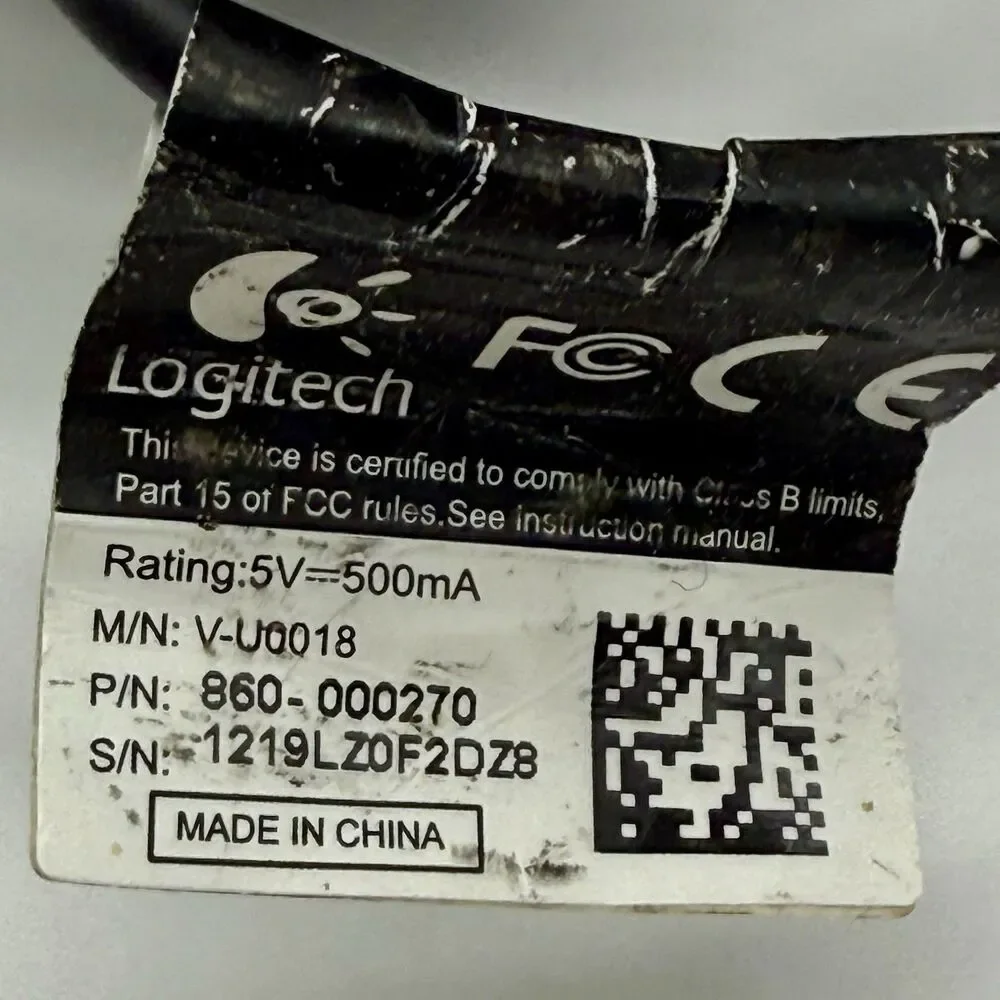 Logitech LOGI 720P USB Webcam‎ Model V-U0018 Tested See Notes